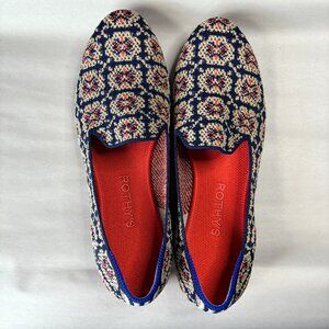 NEW Rothy's Women's Size 7 Blue/Orange/Tan Pattern Flats
